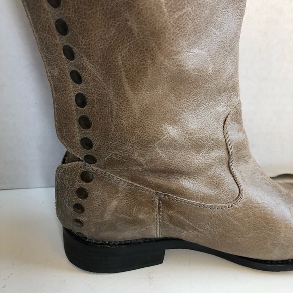 Steven Steve Madden Rannt taupe distressed tall studded boots - Picture 9 of 16